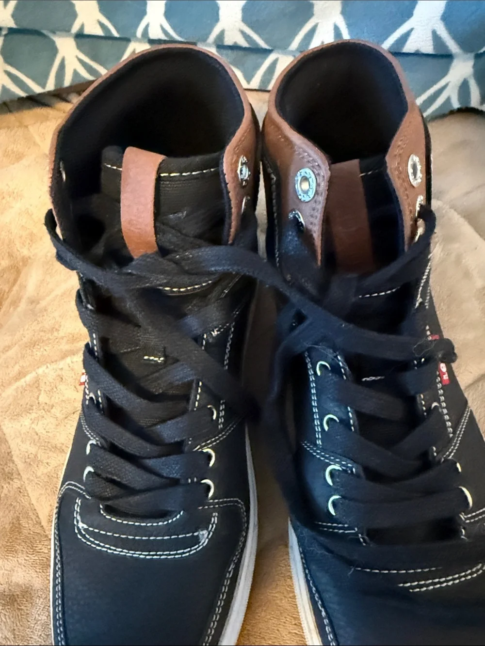 Levi's Black and Brown High-Top Sneakers